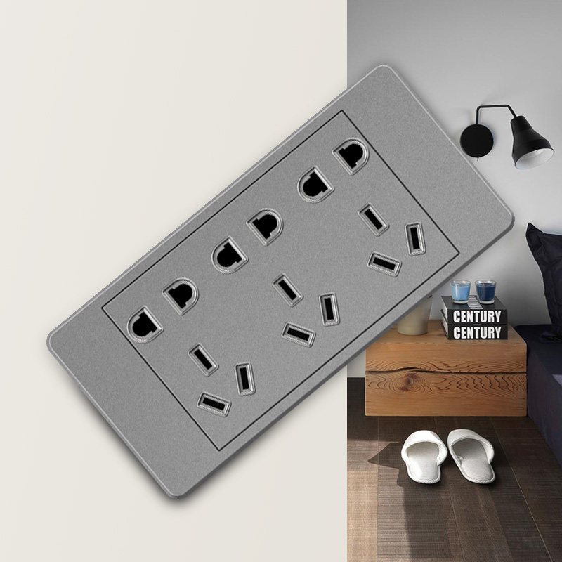 国际电工暗装电源五孔墙式家用模块组合多孔面板开关插座套装