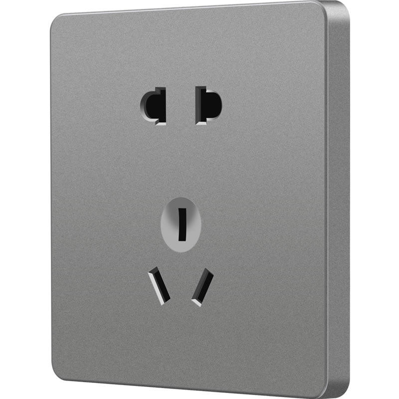 国际电工开关插座灰色北欧家用86型118暗装一开带五孔多孔usb面板