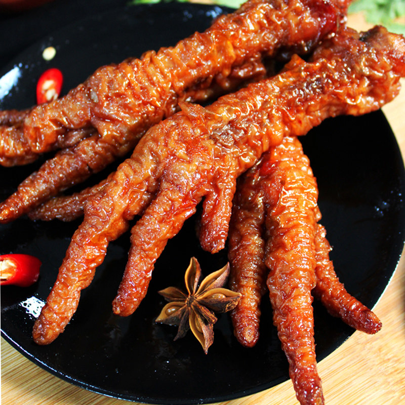 香辣虎皮鸡爪500g熟食凤爪即食真空卤味五香鸡肉零食