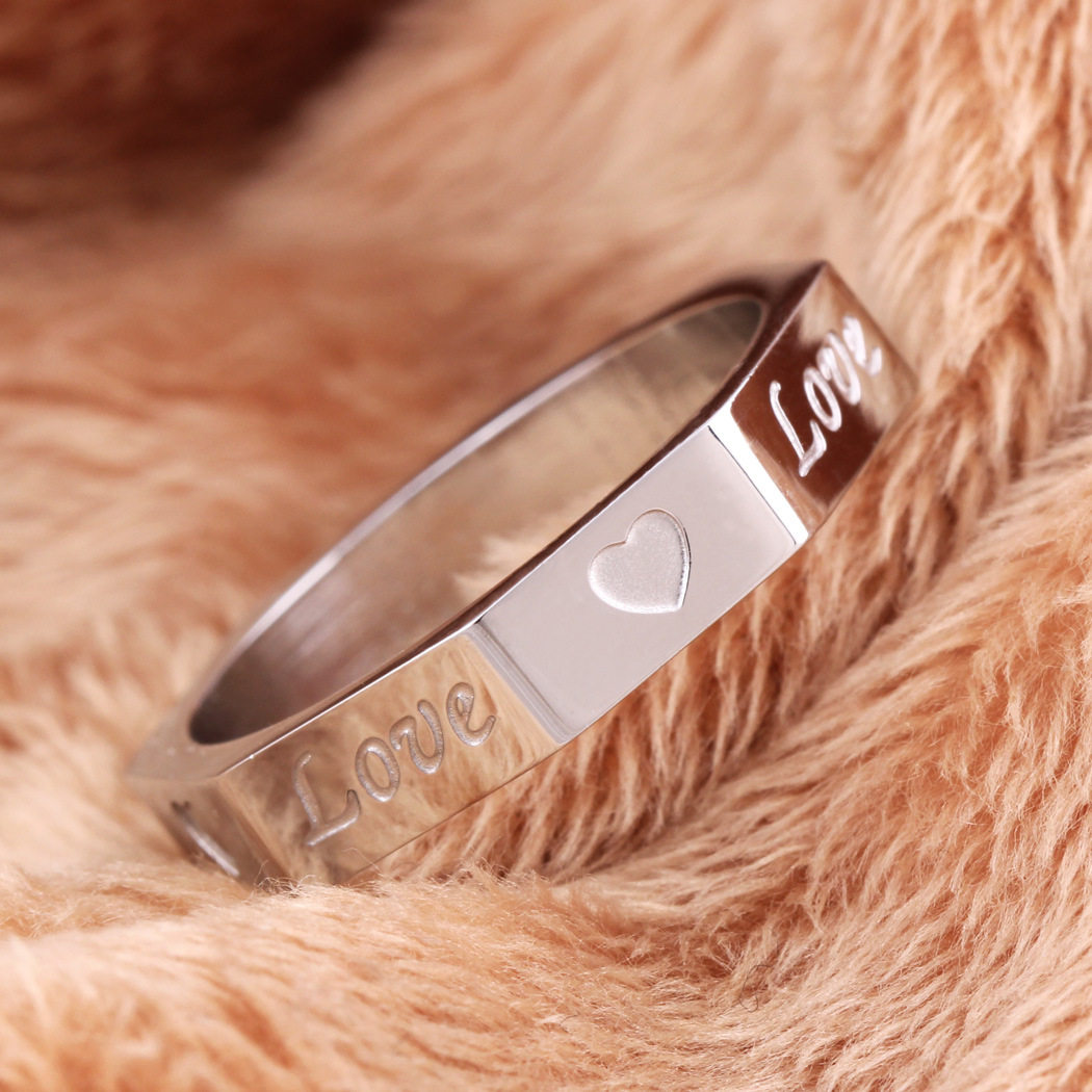 瑞铂个性情侣戒指love心形不锈不锈钢钢男女士戒指