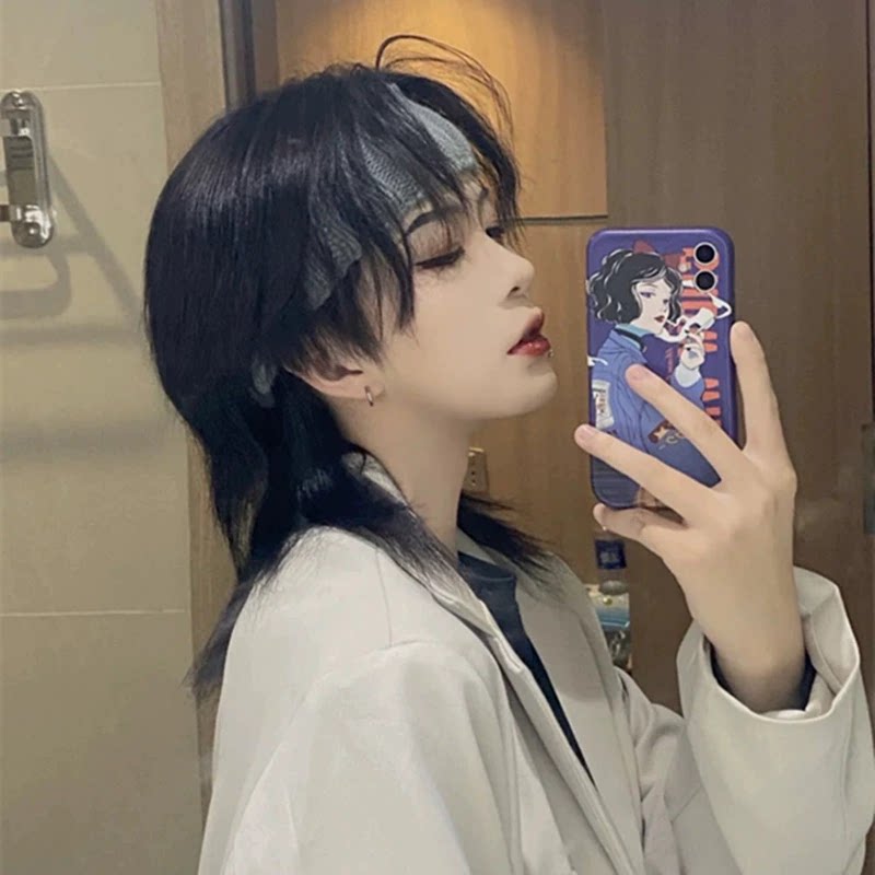 狼尾表演头套鲻鱼造型年会节目道具自然假发日常整顶假发