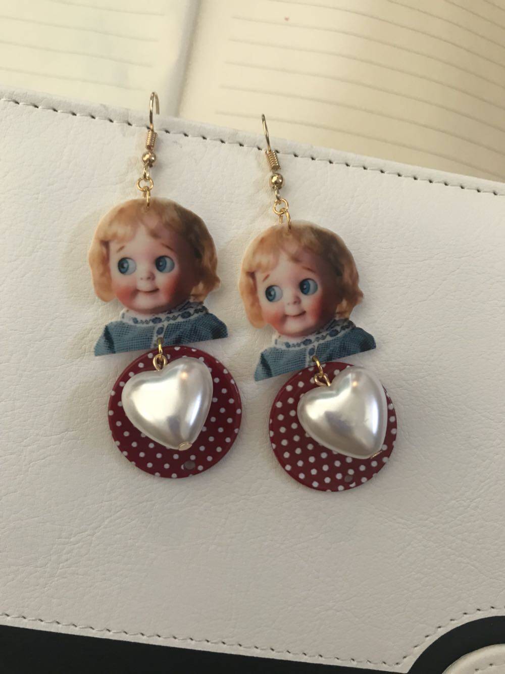 阿尔马赛德国斜眼娃娃耳环耳钉可改耳夹复古耳环