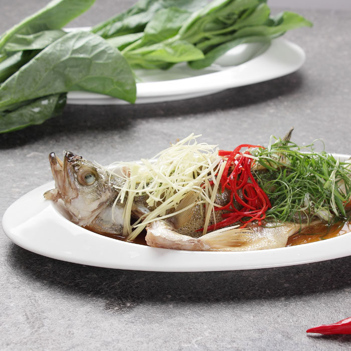 盘子鱼盘家用创意大号陶瓷椭圆形深鱼盘瓷鱼盘鲈鱼盘