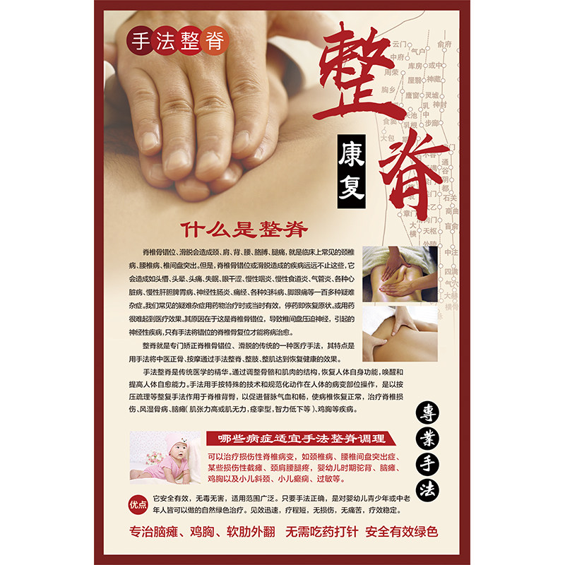 养生中医推拿正骨挂图整脊康复广告宣传画理疗写真