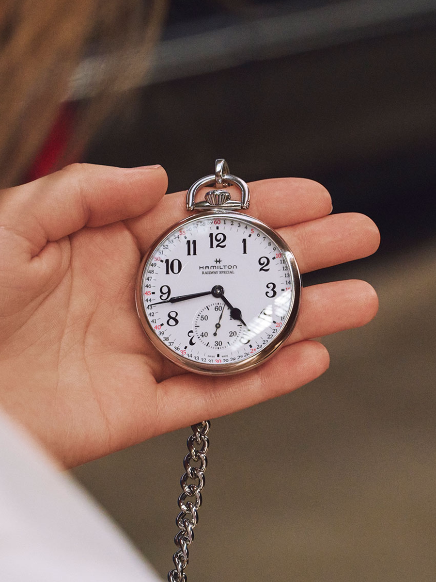 hamilton汉密尔顿美国经典限量复古白色表盘机械怀表怀表