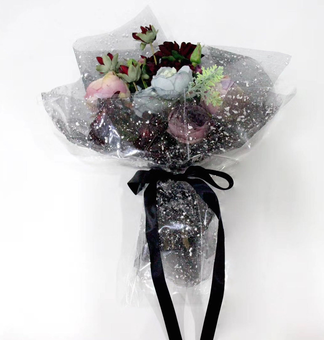 珠光雪点纱网雪花纱网鲜花包装纸材料卡通花卉花束包装纱花店用品