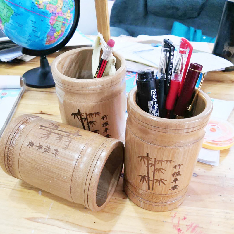 创意手工楠竹摆件竹制品竹筒杯子水杯竹编