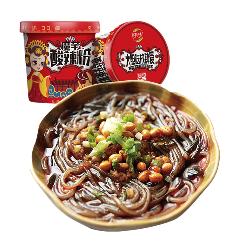 酸辣魔芋粉丝脂肪冲泡即食方便速食桶装低卡螺蛳粉