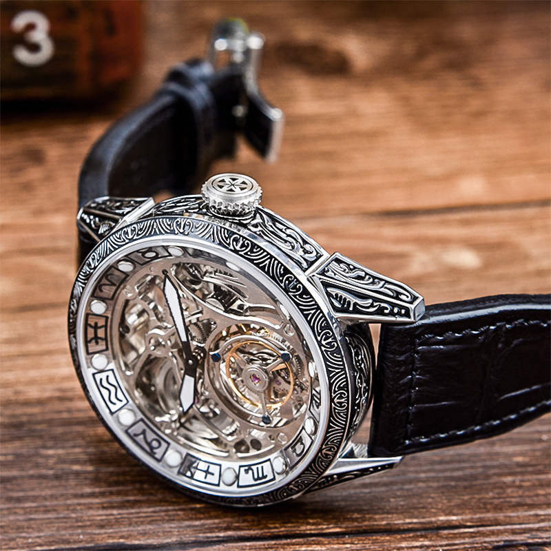 澳豪华T1星座机械表天体陀飞轮手动十大男士品牌镂空雕刻学生手表