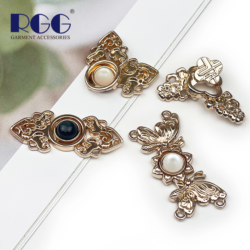 扣子古装金属国风汉服搭扣母扣纽扣古典蝶恋花纽扣