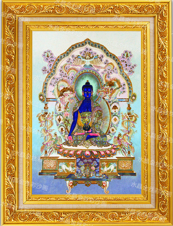 现货新品景泰蓝掐丝工艺画成品唐卡佛像客厅玄关装饰挂画105*75
