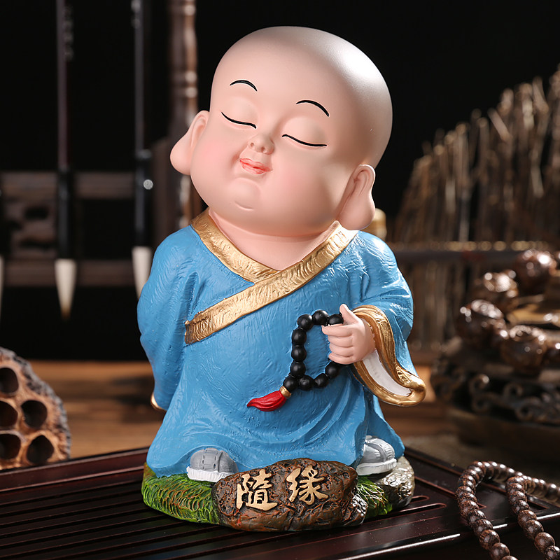 摆件创意小和尚中式式禅意小沙客厅办公桌玄关佛系摆件