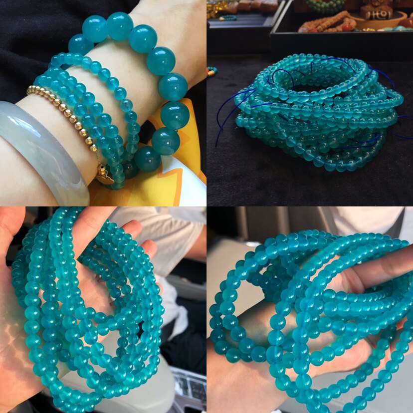 天河石网红天然冰透起水润手链7mm左右多圈手串手链