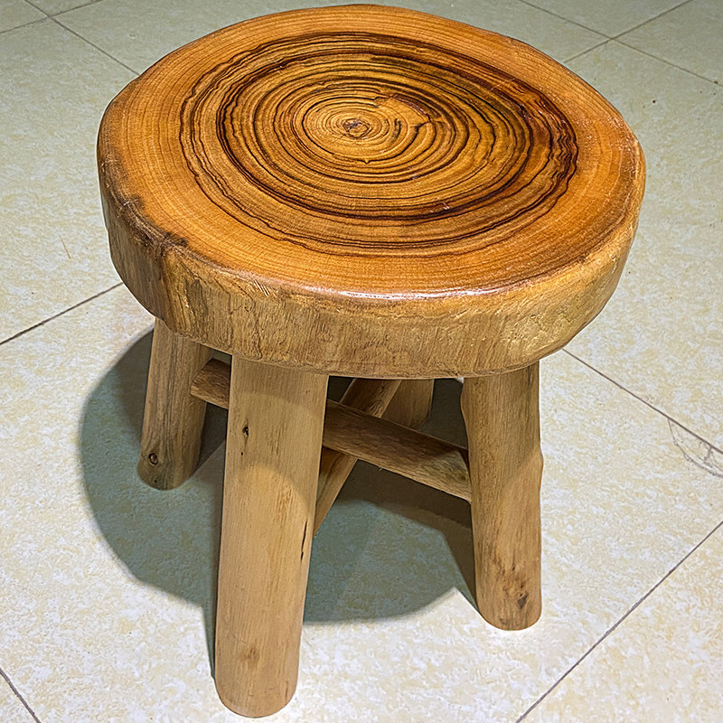 香樟四脚怀旧风格原木风原木圆木凳子樟木矮凳根雕茶几