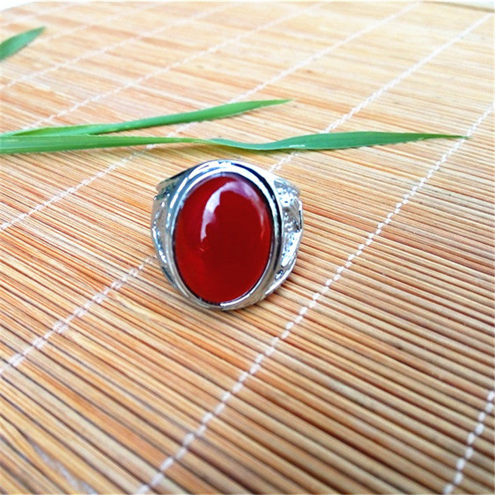 真品天然红玉戒指镶嵌圈口19mm美容养颜椭圆形戒面戒指
