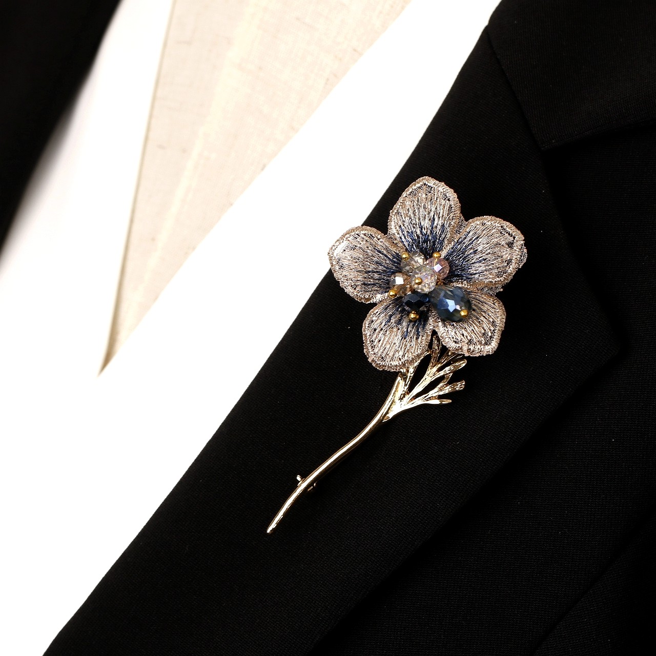 个性手工绣花西装装饰胸针时尚宴会舞会正装胸针