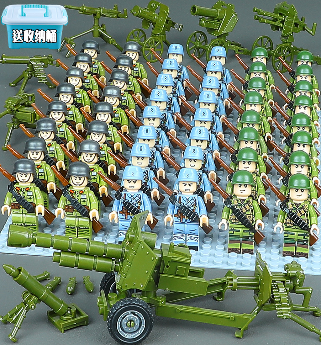 乐高积木人志愿军抗美援朝八路军小人二战战士兵人男孩塑料积木