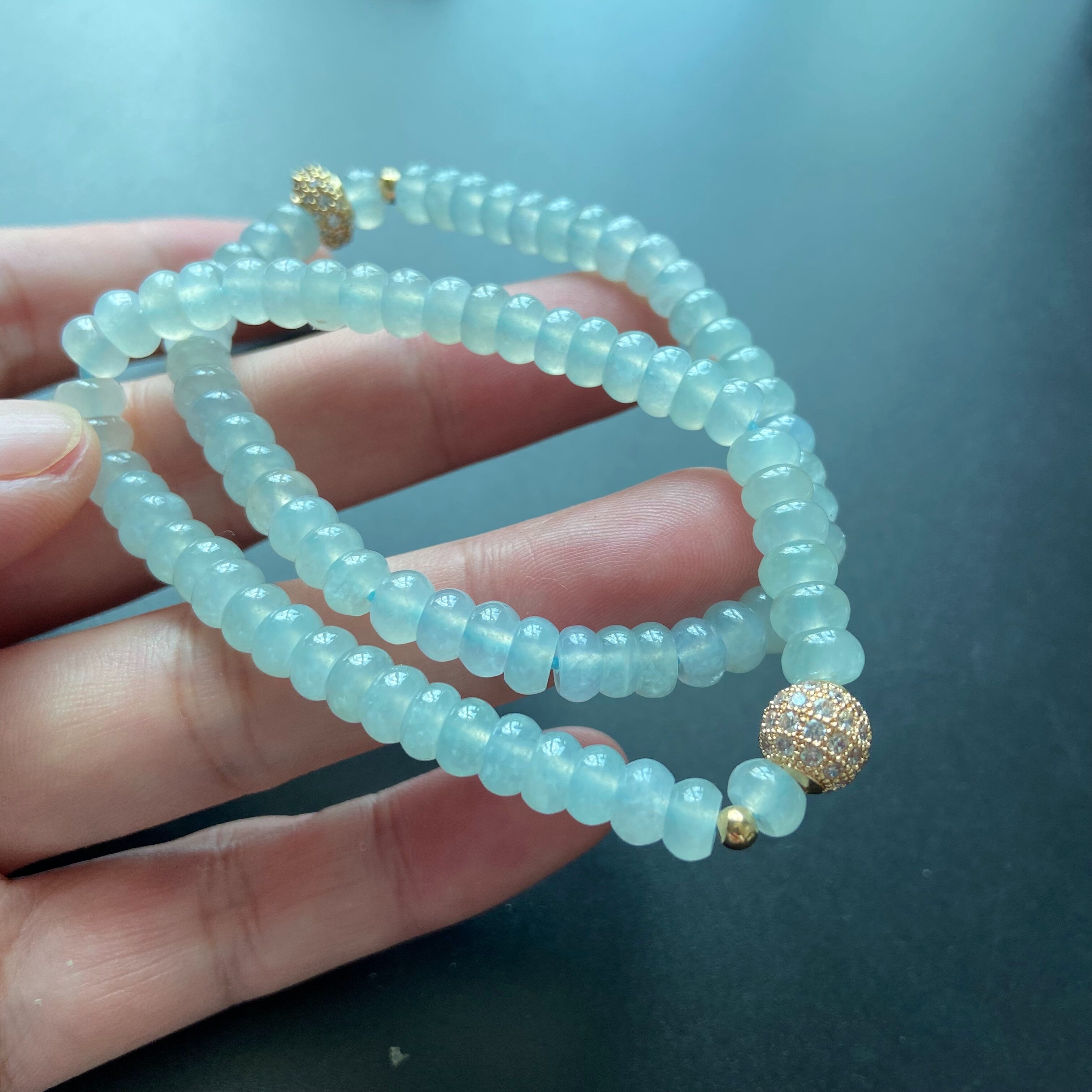 薄念天然翡翠货冰种算盘手链手串其他