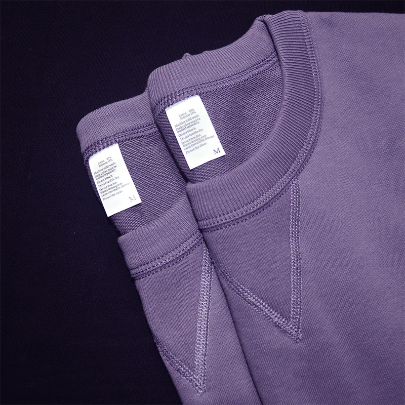 340g低饱和葡萄紫色重磅毛圈布卫衣香芋紫宽松圆领显白男女情侣款