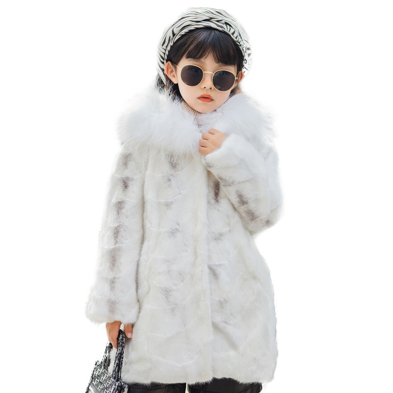 水貂毛拼貂外套毛毛童装儿童皮草貂皮大衣女童皮草