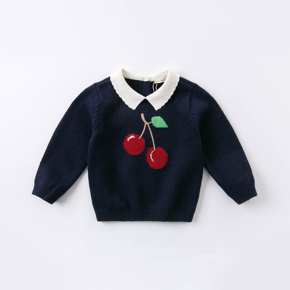 戴维贝拉童装儿童毛衣女童春秋翻领针织衫小童宝宝毛衣