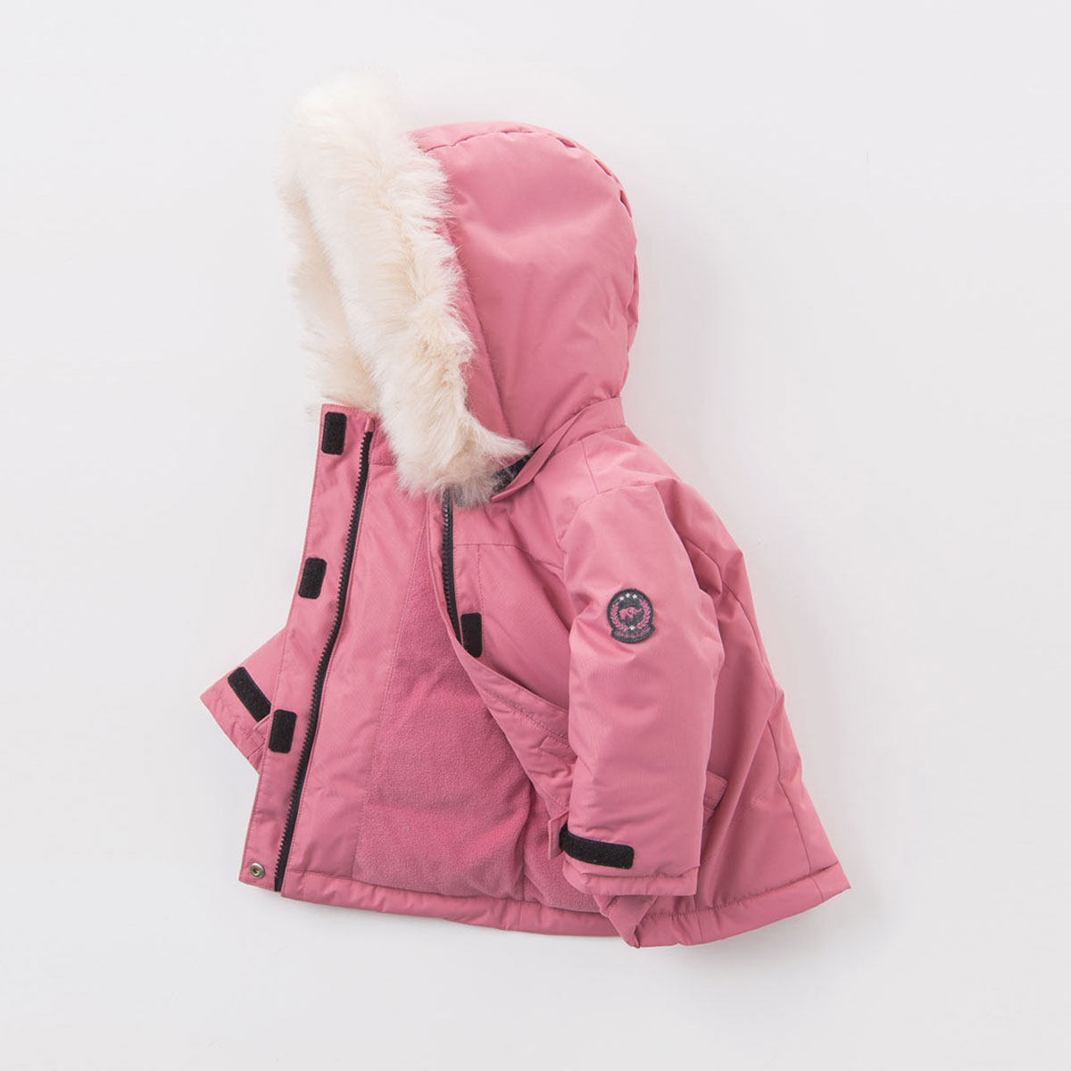 戴维贝拉童装冬款女童保暖中长羽毛领绒服宝宝加厚外套儿童羽绒服