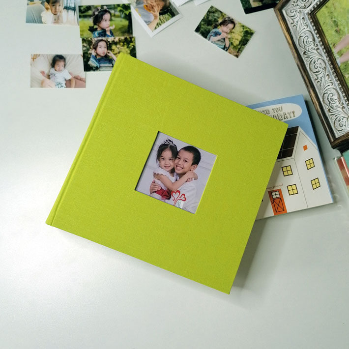 弥美纯色布艺简约家庭4d相册写字大本7寸相册