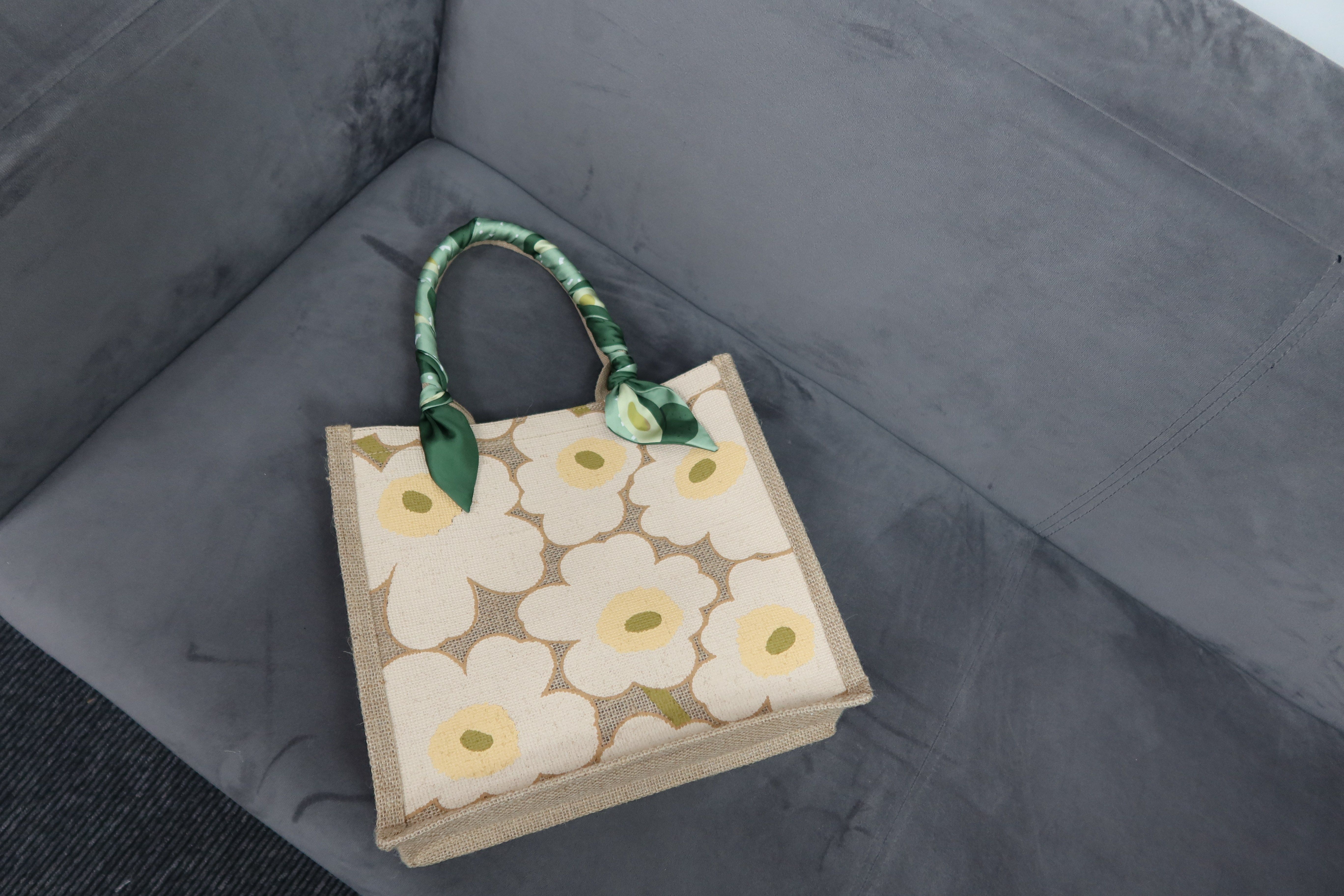 青苔2022新款麻布布包手提黄麻袋子diy手绘通用款女包