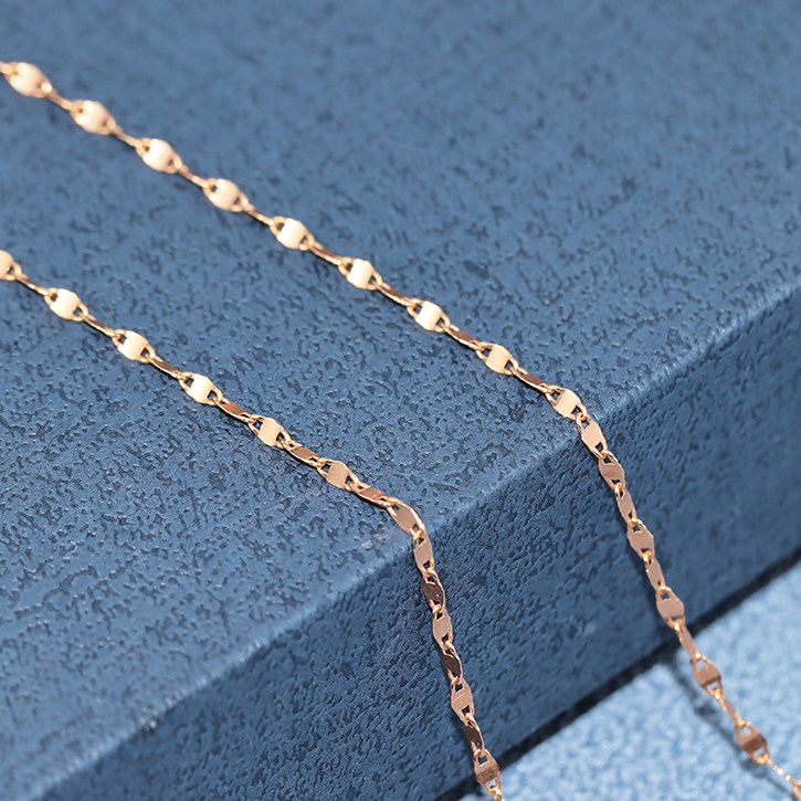 弥高三色素金项链瓦片链双锁骨彩金珠宝黄金颈饰