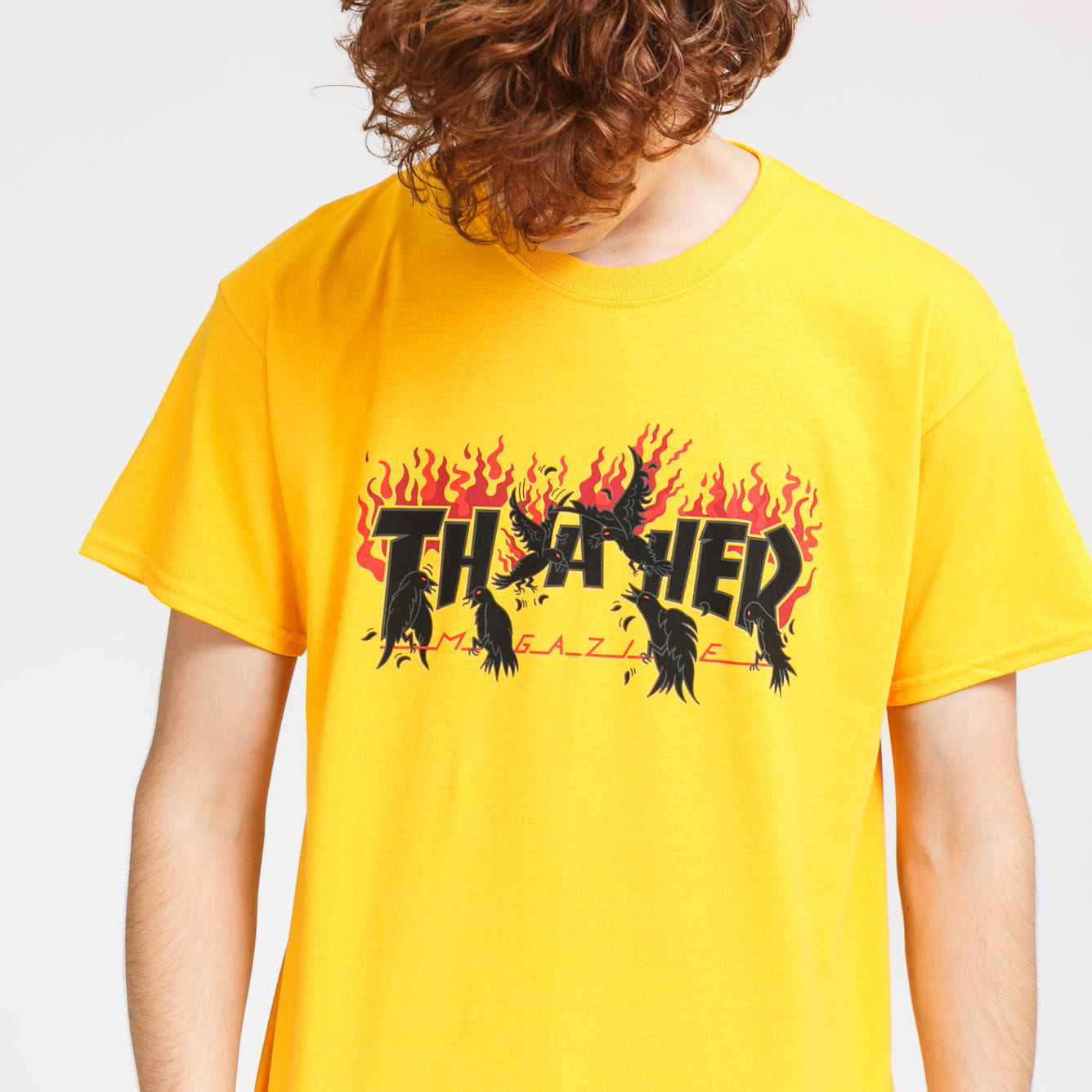 thrasherflamelogo火焰短袖潮牌美式宽松情侣嘻哈t恤