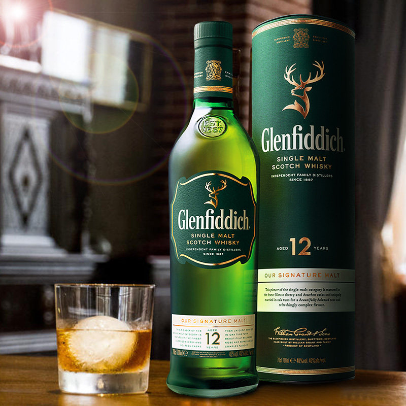 glenfiddich格兰菲迪12年纯麦苏格兰单一麦芽威士忌 speyside洋酒