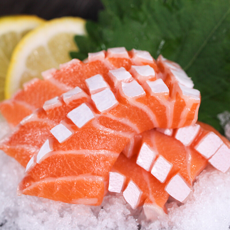 进口冰鲜三文高脂鱼新鲜三纹鱼片纯鱼腩日海鲜三文鱼