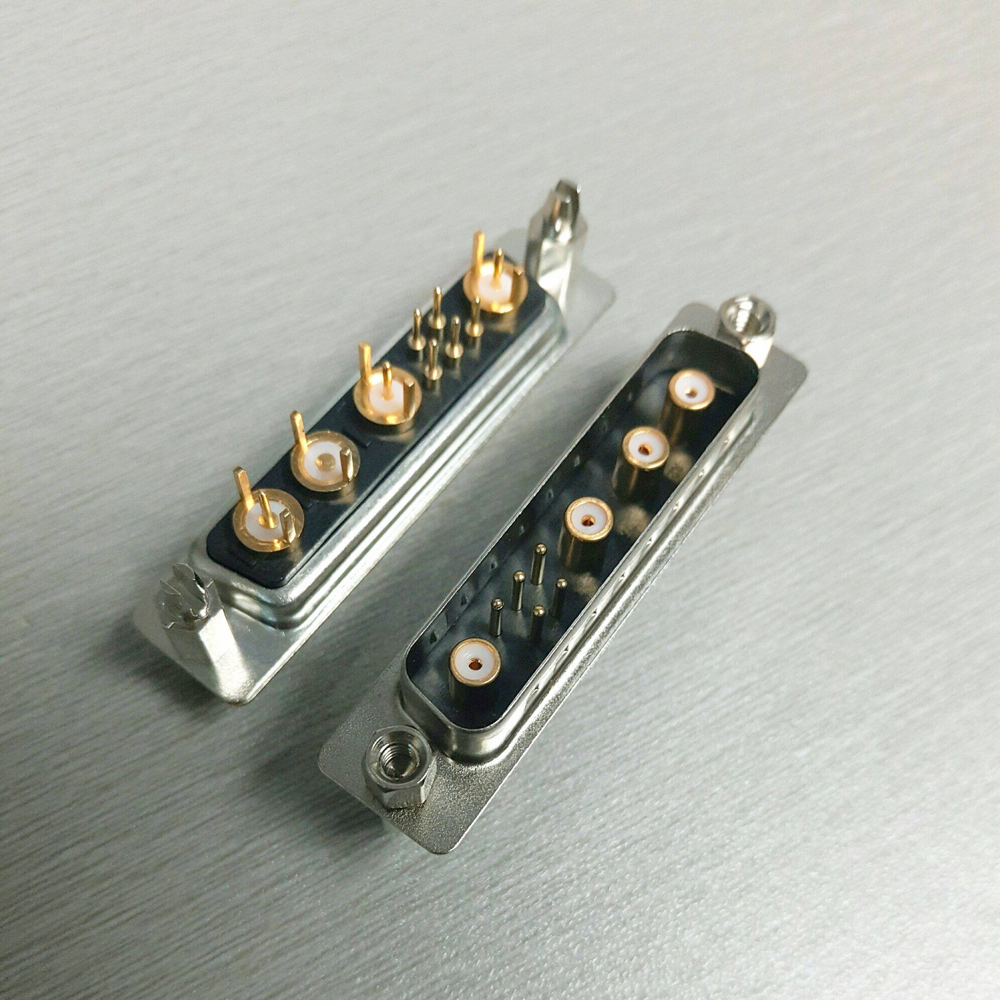 新品射频同轴9w4直插式公座连接器180度焊板高频连接器