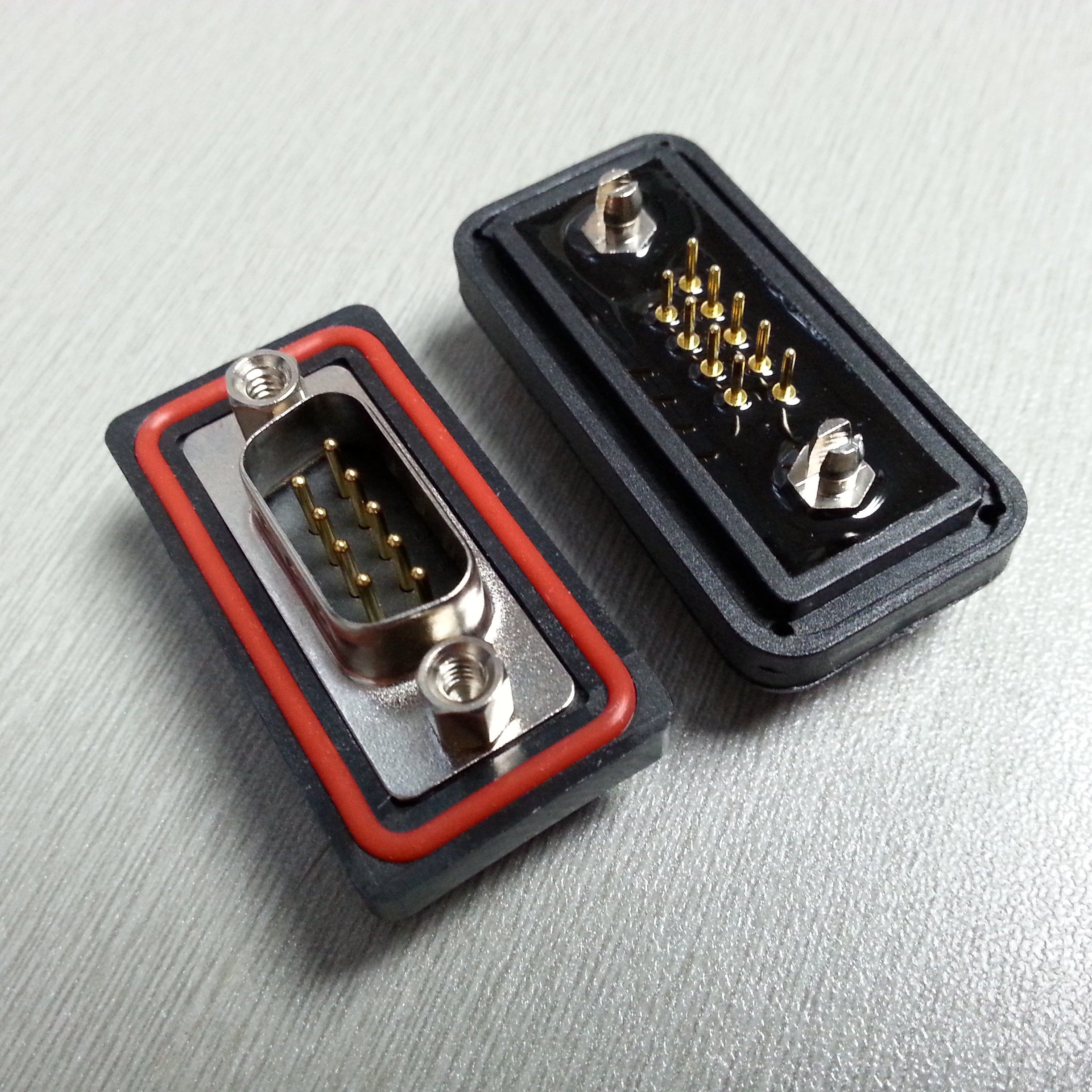 防水水车连接器dp9pin公头插座直插插头镀金端子连接器