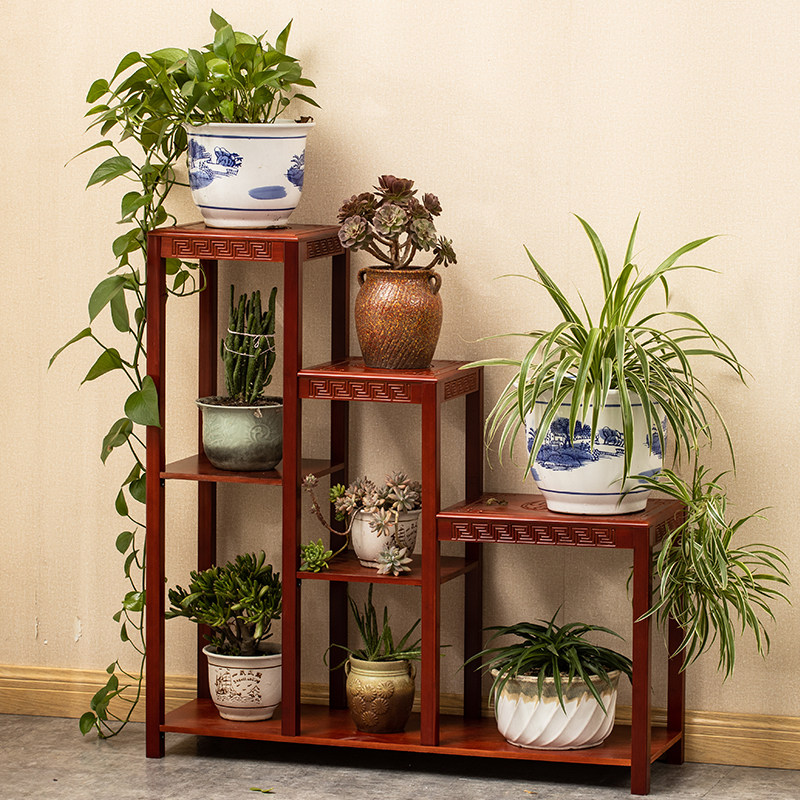 客厅中式防腐腐竹花台花架子现代简约多层落地置物架花架