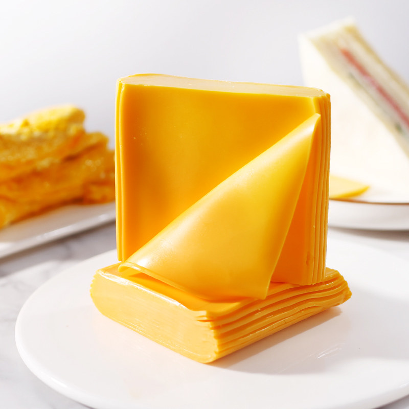 可蓝黄色车达芝士片984g原味奶酪早餐汉堡三明治芝士新