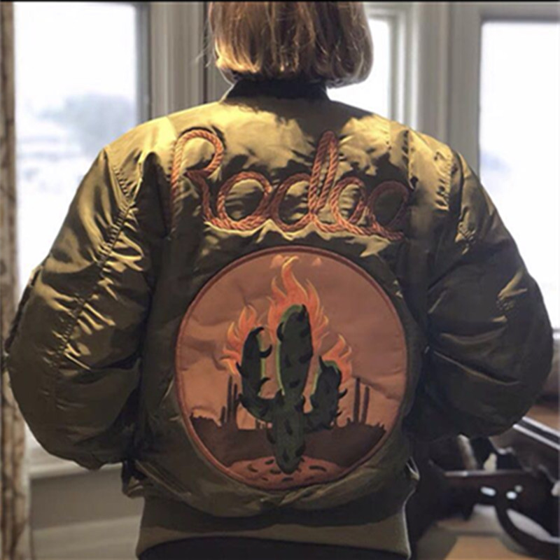 Travis Scott Rodeo Bomber Jacket刺绣仙人掌印花外套男夹克女潮