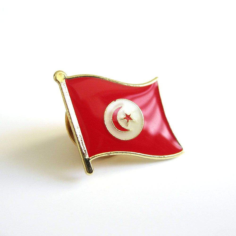 tunisia突尼斯国旗徽章胸针礼物旅游出国装饰金属胸针