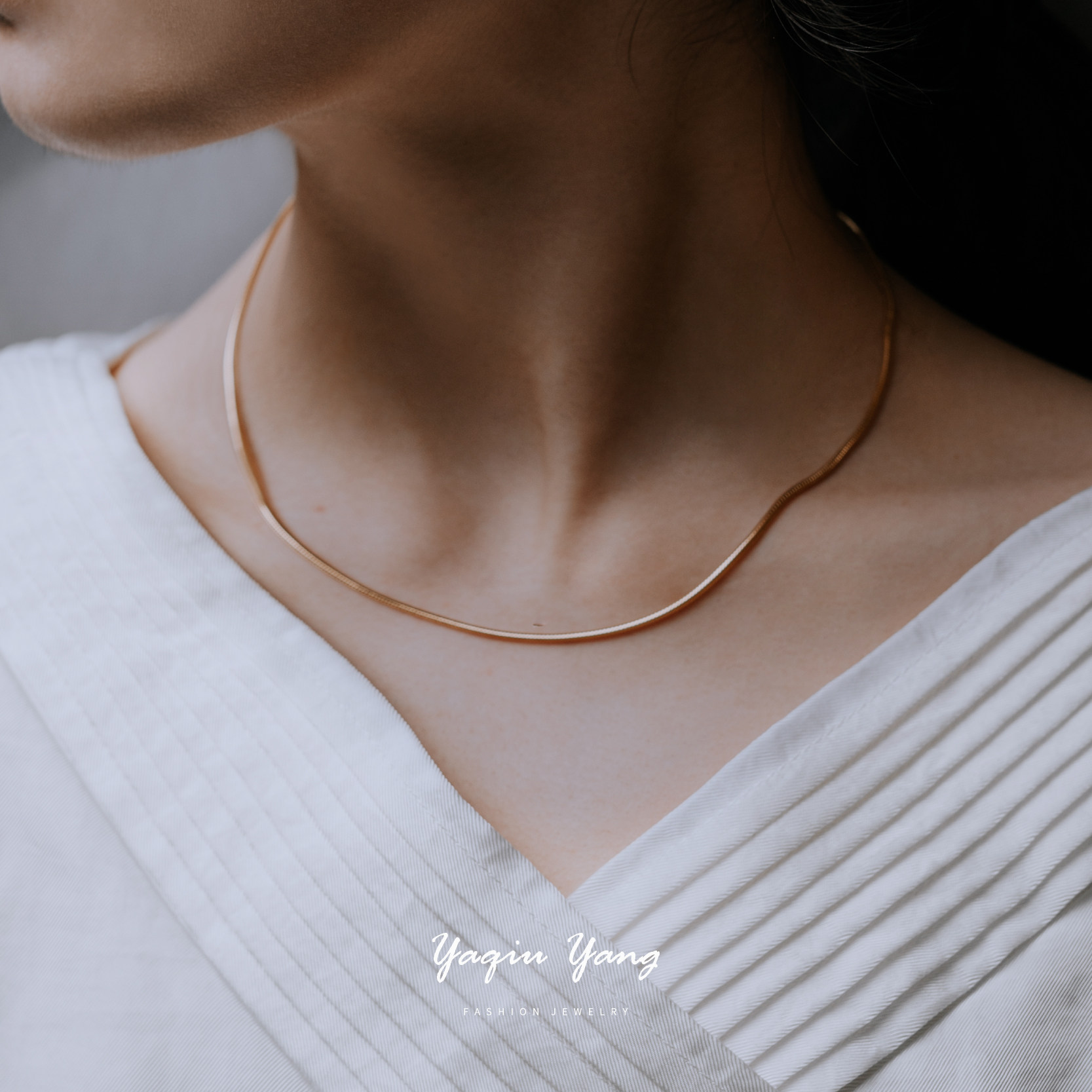 yaqiuyang原创设计s925银蛇骨女欧美项链简约叠戴项链