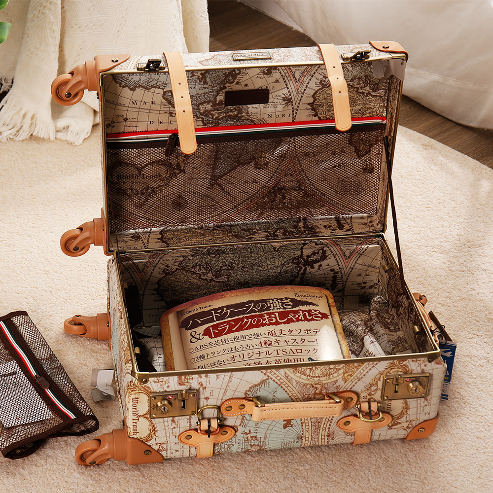 欧式复古皮箱地图行李箱18寸小手手提箱密码箱日本旅行箱