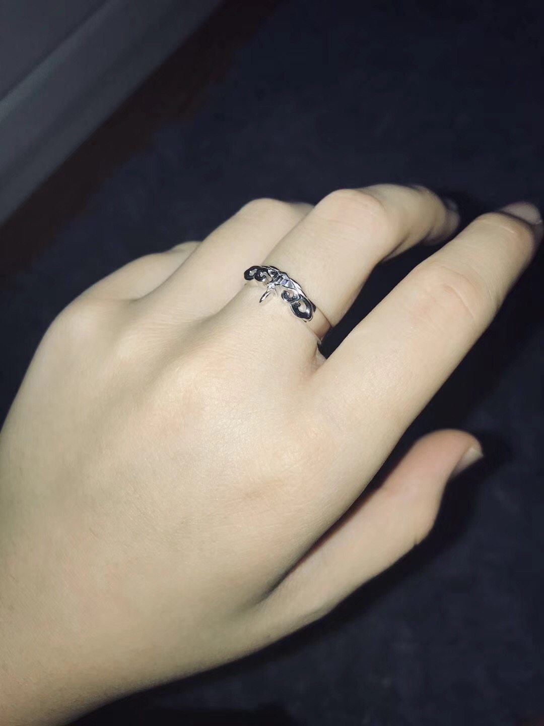 花儿银可异地军嫂小指大小调节胸标戒指情侣戒指