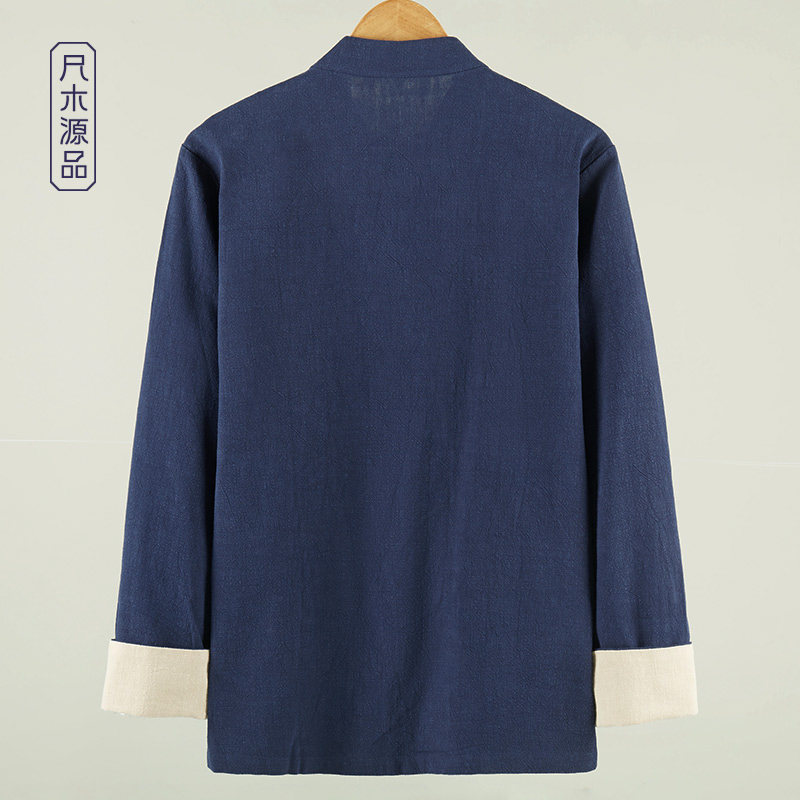 唐装素雅朴实无华国风男士宽松亚麻盘扣立领春季唐装