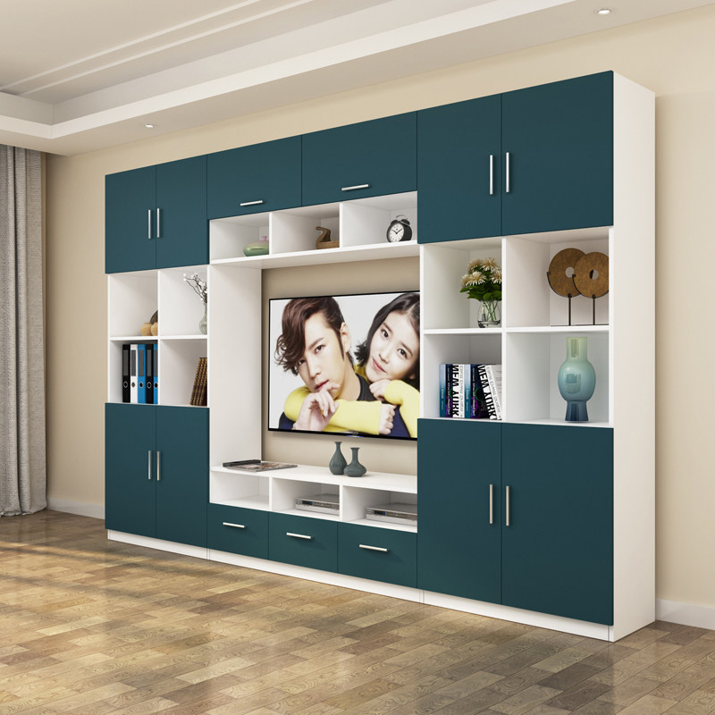 书柜客厅整体电视柜现代简约组合高柜立柜一体背景墙电视柜