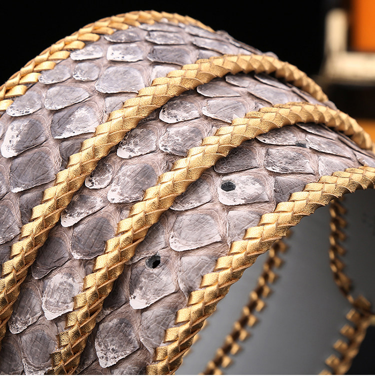 皮带进口蟒蛇蛇皮男士威廉史蒂芬手工编织真皮腰带