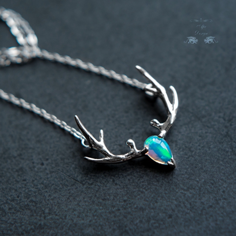 {柳白猿}九色鹿森系鹿角 麋鹿项链系列  欧珀  925银项链一路有你