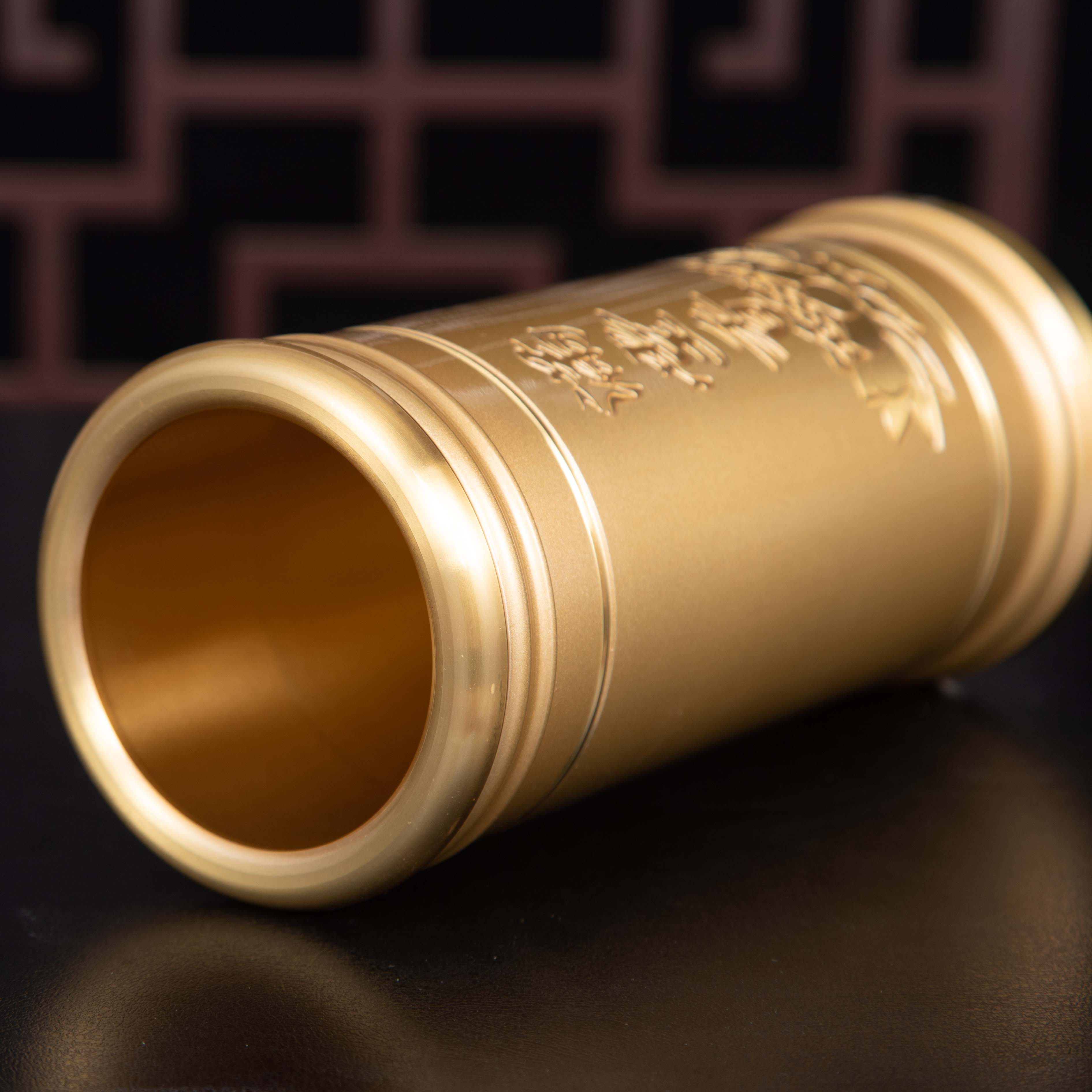 纯铜香筒供佛装香桶竹签筒插莲花家用客厅室内摆件