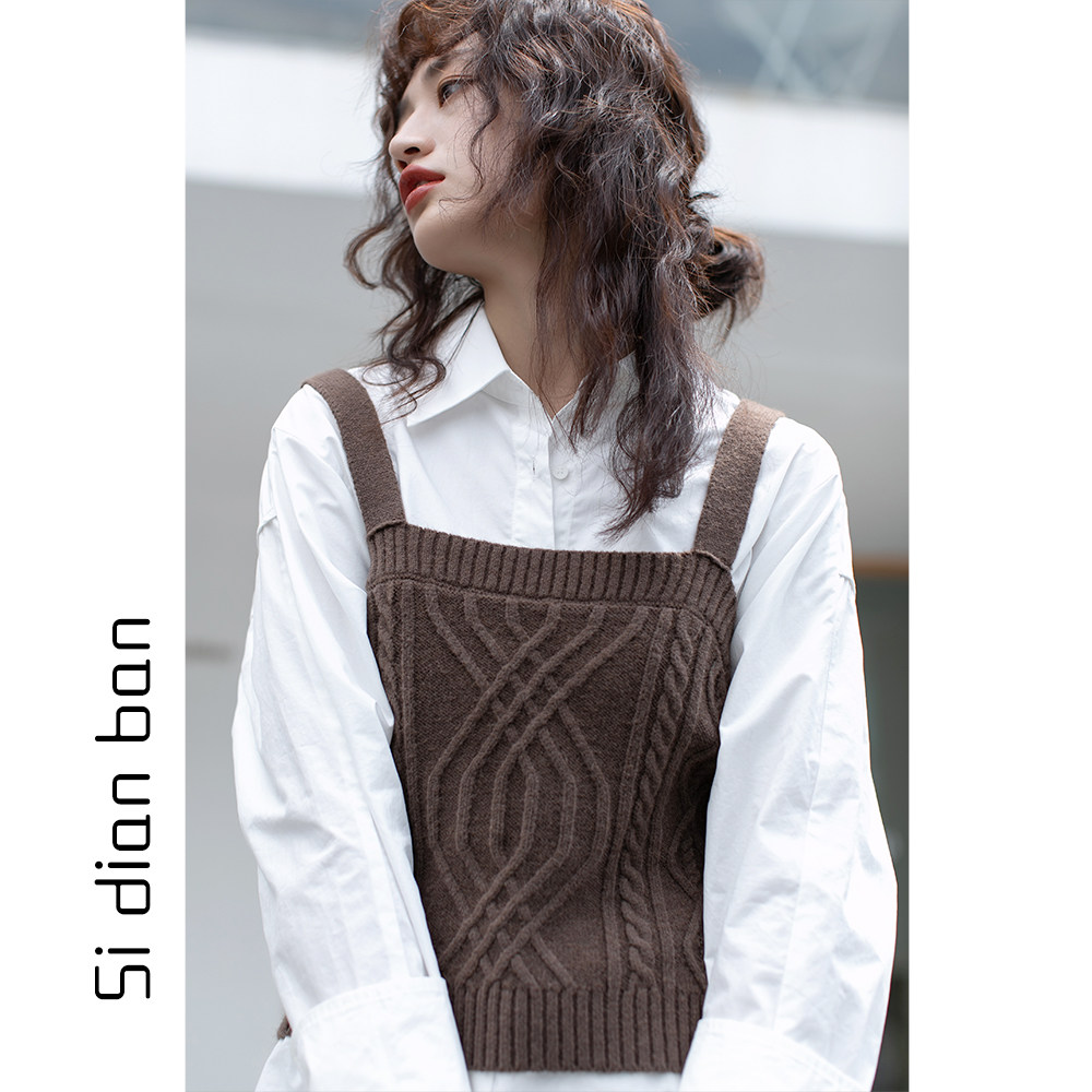 背心四点点半am无袖针织毛衣外穿ins叠穿背心吊带