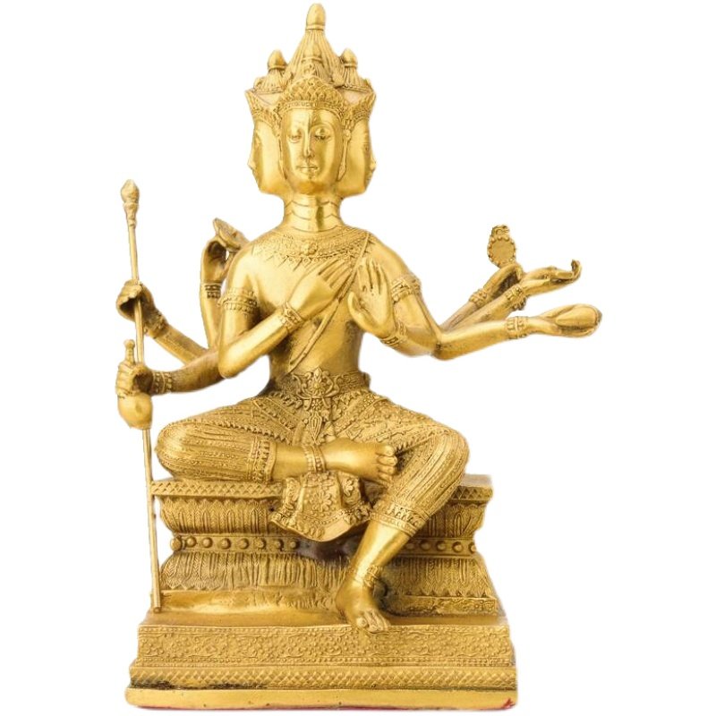 纯铜泰国四面佛像有求必应应大梵天天王神像摆件