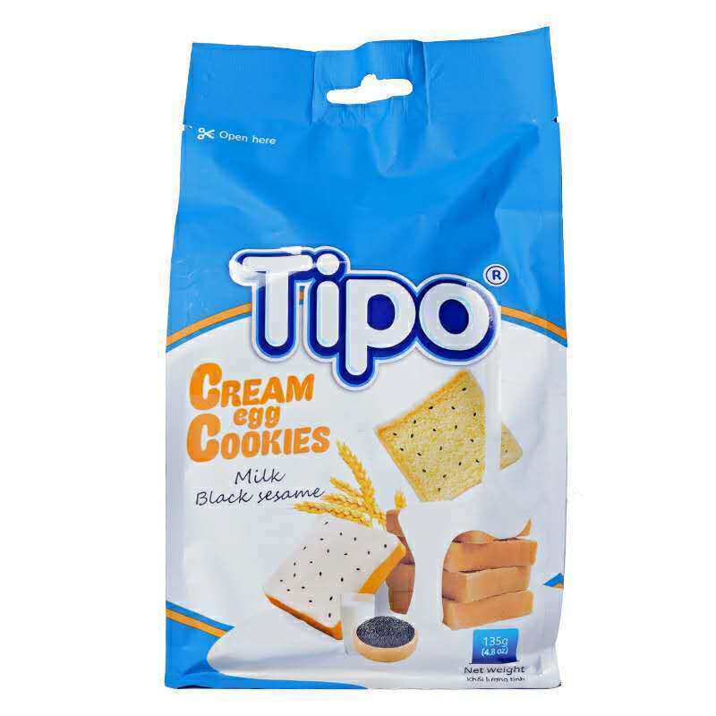 tipo越南进口面包包干牛奶芝麻榴莲多口口味酥性饼干