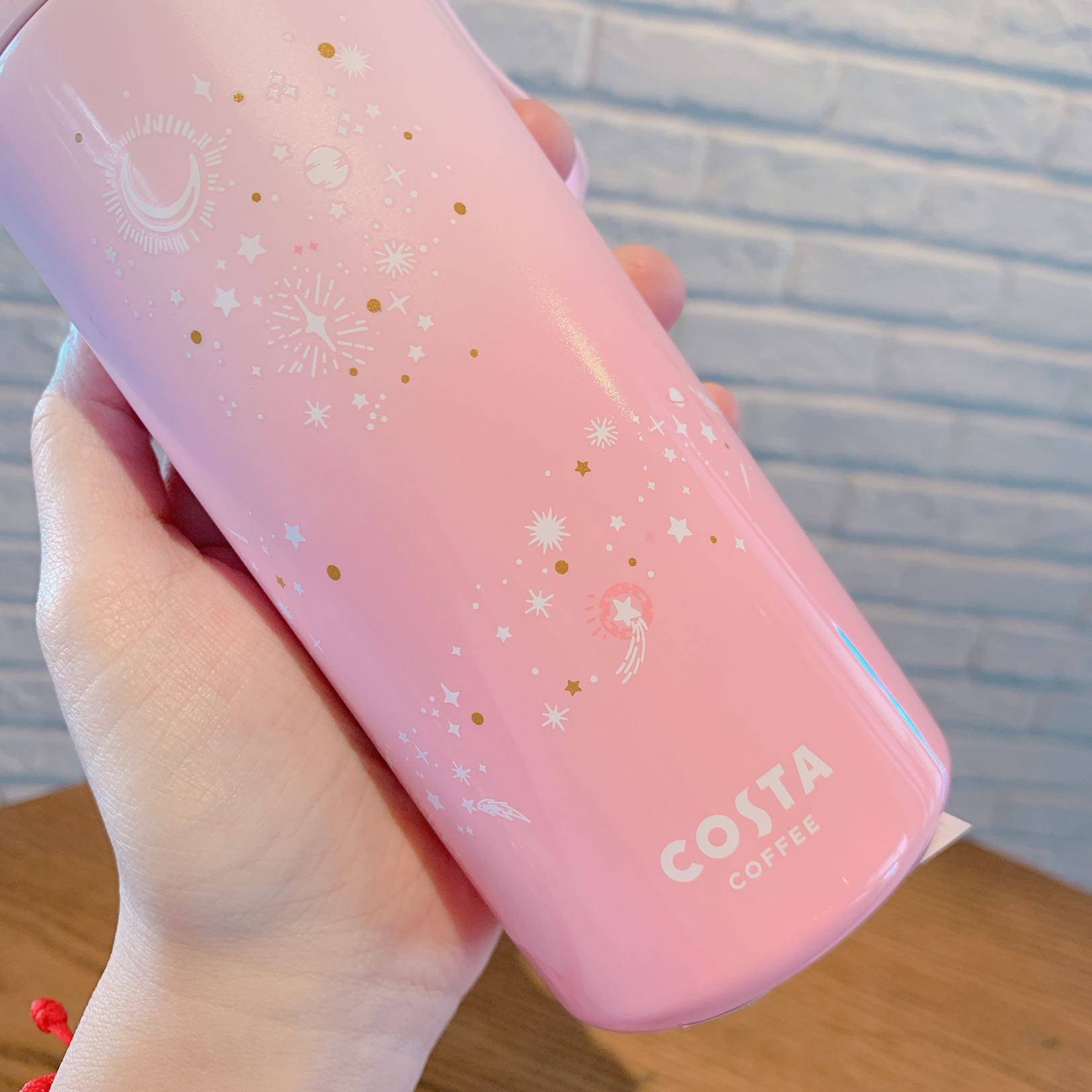 costa猪年生肖保温杯为你闪耀拧盖提手少女粉色保温杯